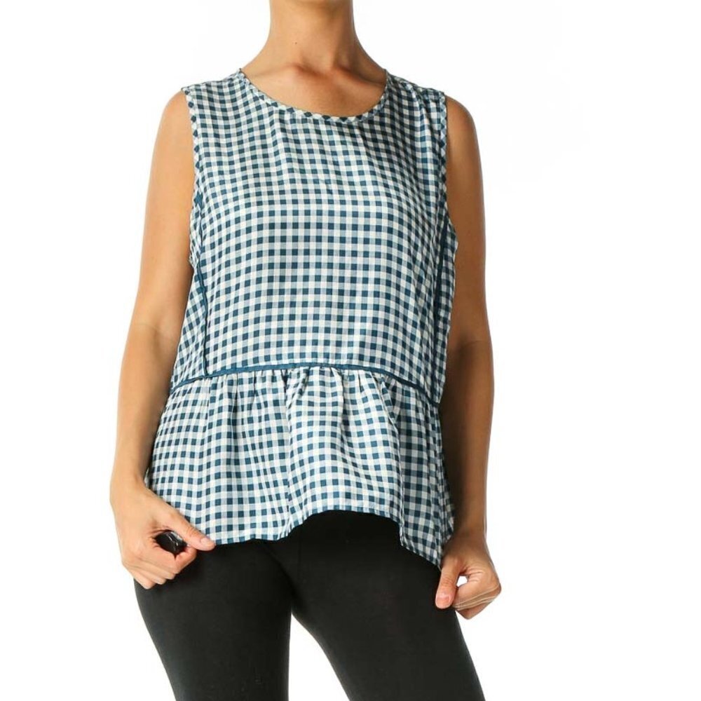 J.Crew Green Checkered Brunch Blouse